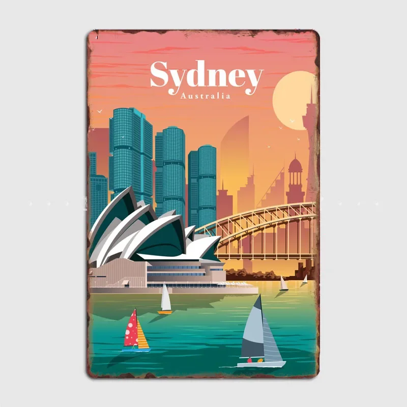 Home Bar Sydney - Affiche vintage en métal sur le