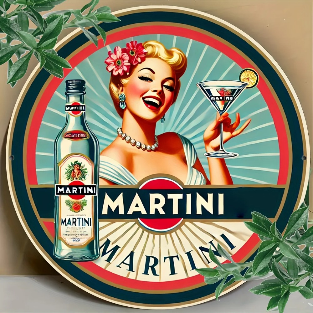 Home Bar And Restaurant - Pancarte en étain vintage Martini Cocktail