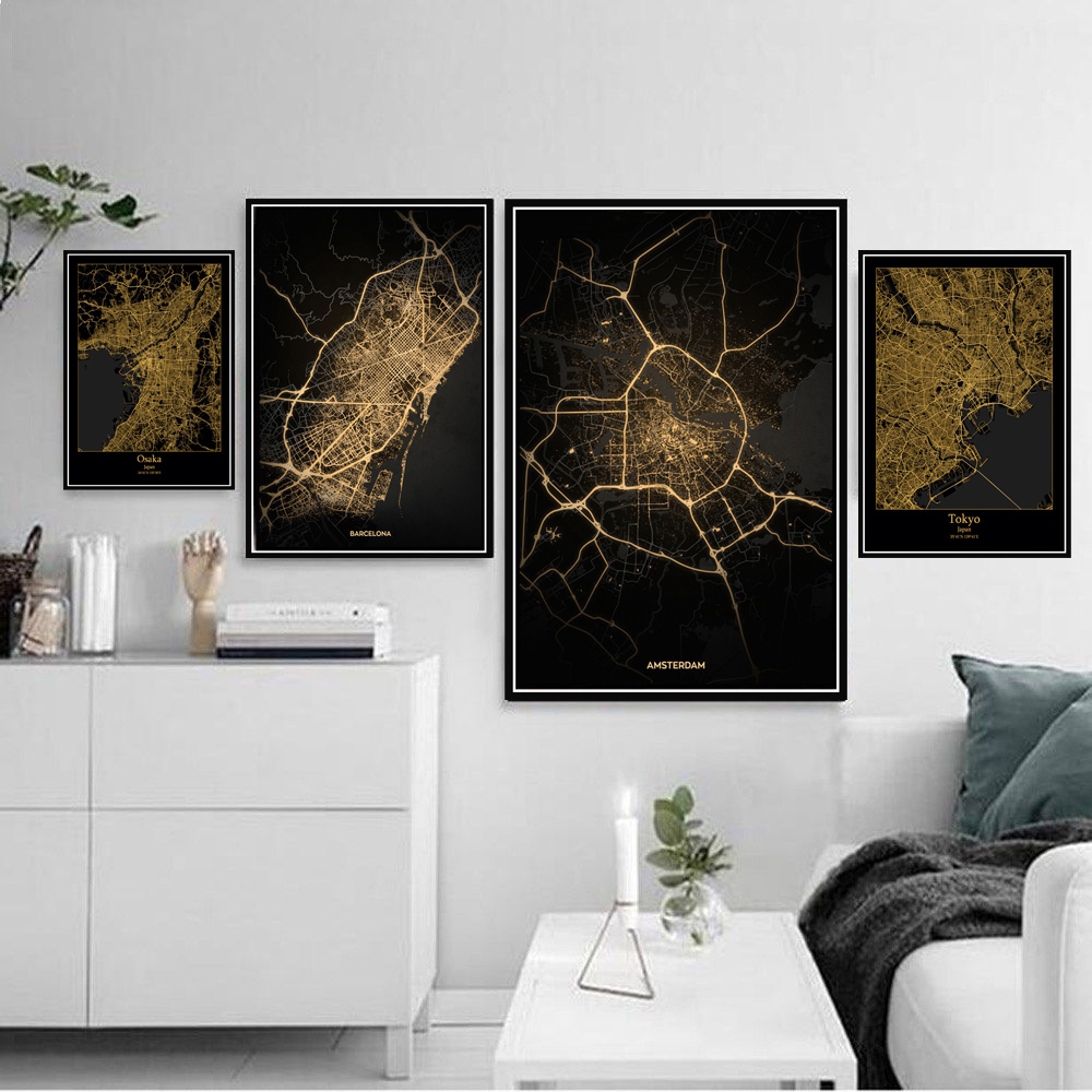 Affiche imprimée, carte or, vi - Home Barcelona avis et prix