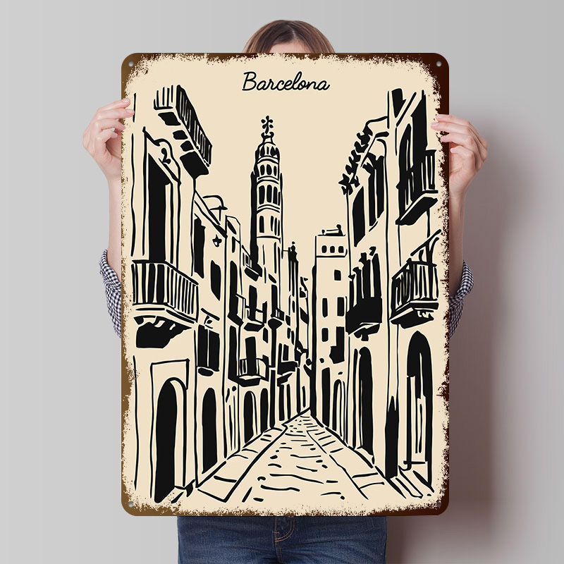 Affiche Métallique de Rue de B - Home Barcelona avis et prix